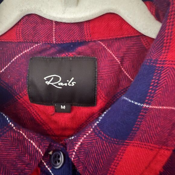 Rails Hunter Plaid Shirt Ruby Navy Check Flannel Long Sleeve Soft Buttondown M - Picture 5 of 10